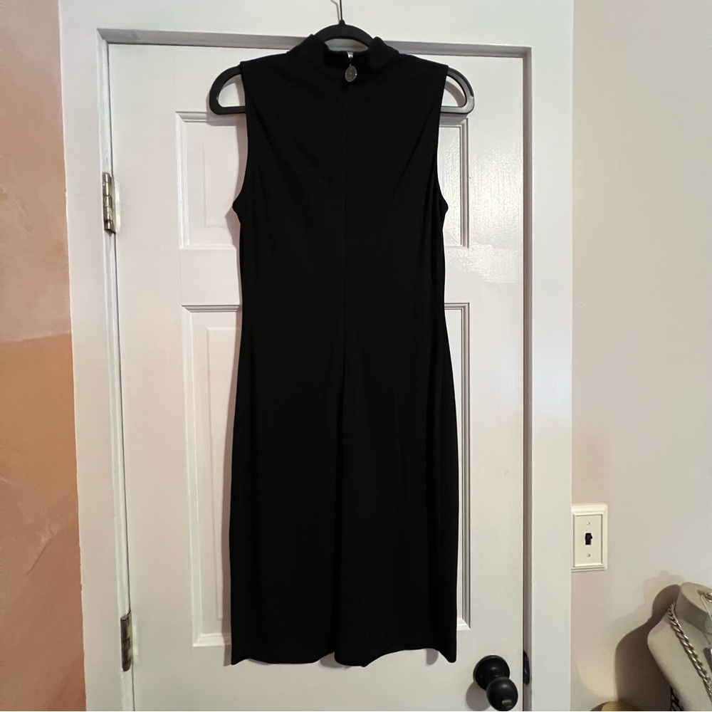 #147 ELIE TAHARI BLACK RUFFLE SLEEVELESS DRESS SIZE 6 - Picture 3 of 10